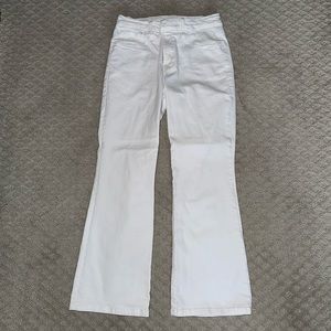 Good American Cropped Flare White Jeans